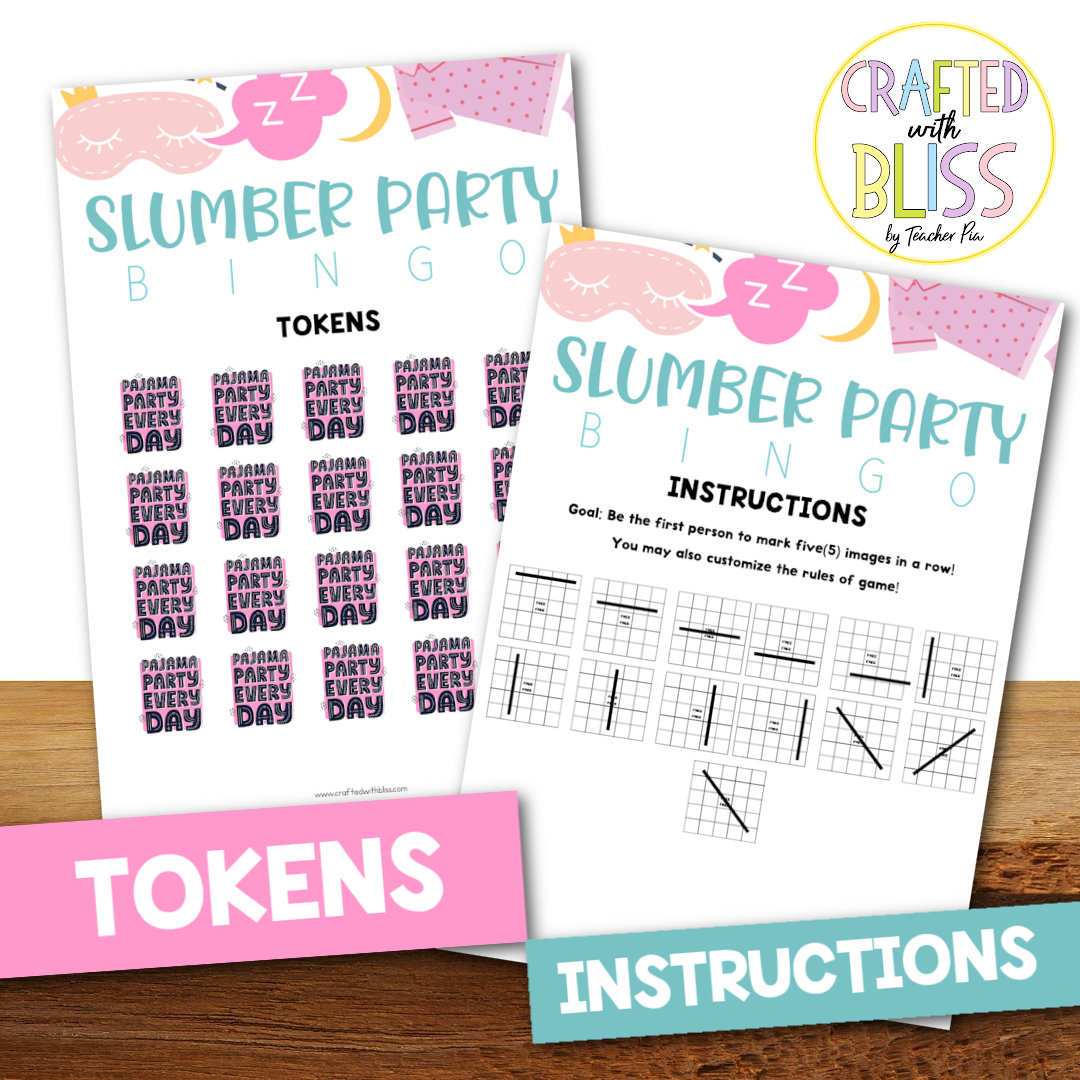 50 Slumber Party Bingo Cards (5x5)