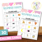 50 Slumber Party Bingo Cards (5x5)