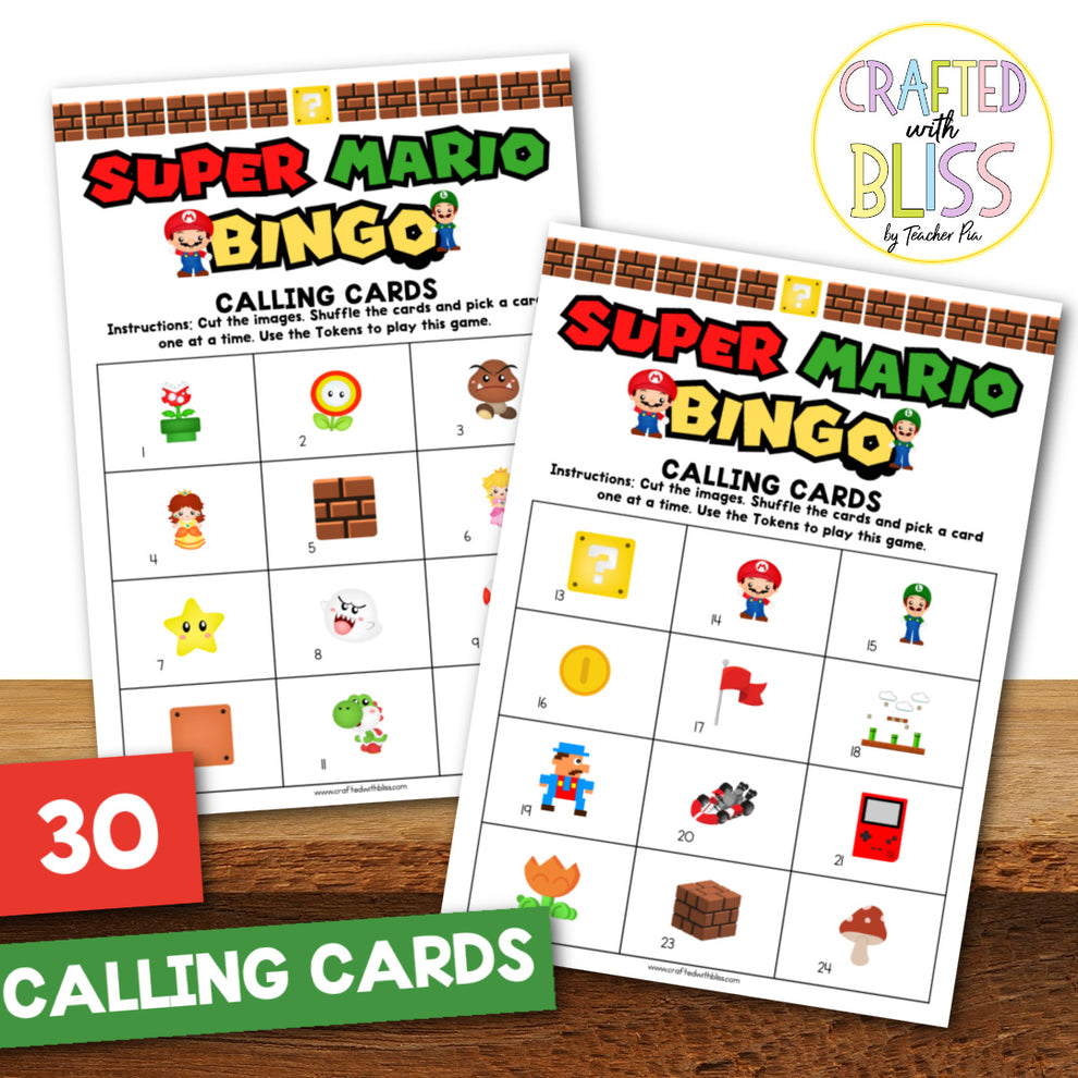 50 Super Mario Bingo Cards (5x5) – CraftedwithBliss