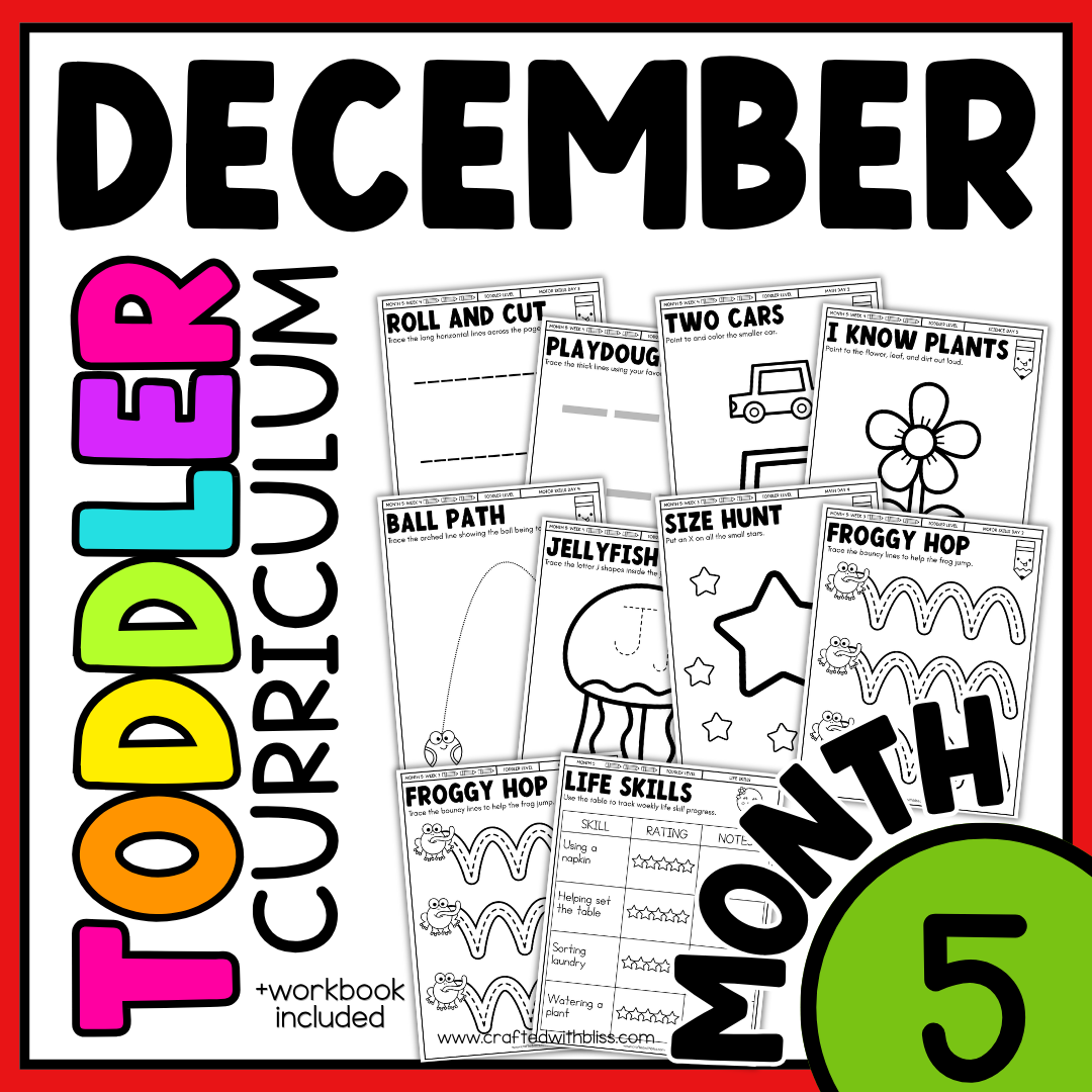 December Month 5 Toddler Curriculum Workbook Homeschool Tot School Daycare