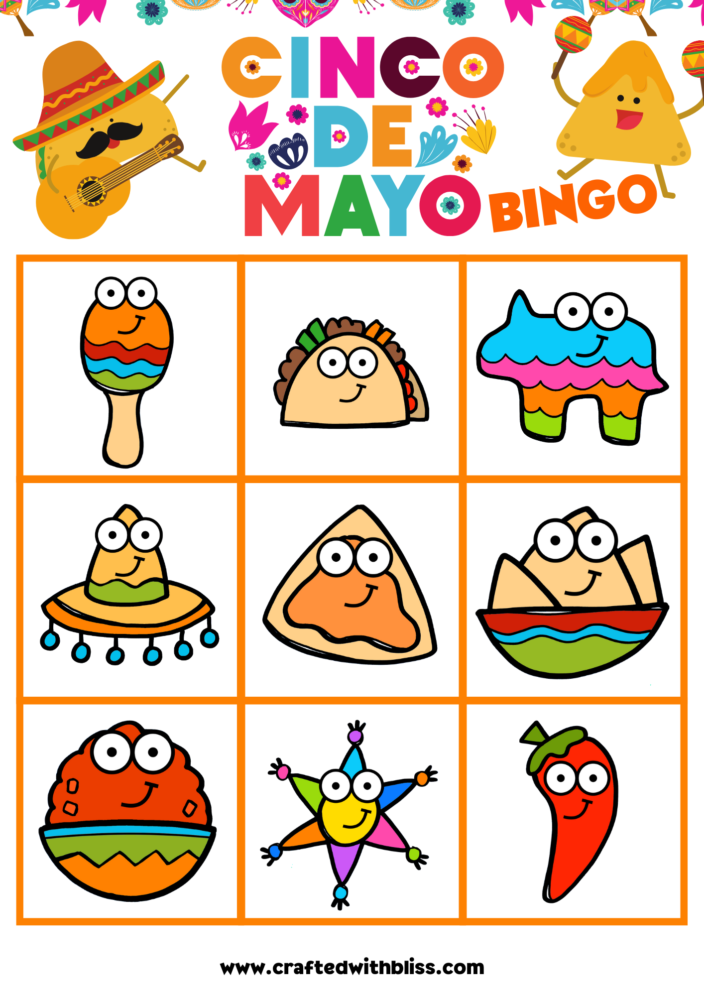 10 Cinco De Mayo BINGO For Preschool-Kindergarten