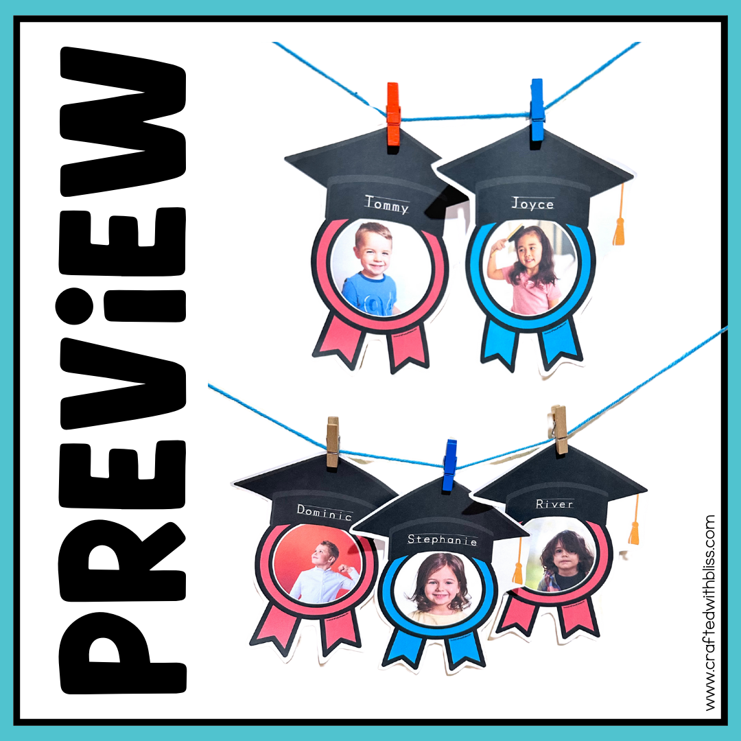 Editable Graduation Bulletin Decor [Pre-k, Preschool, Kinder] End of the Year