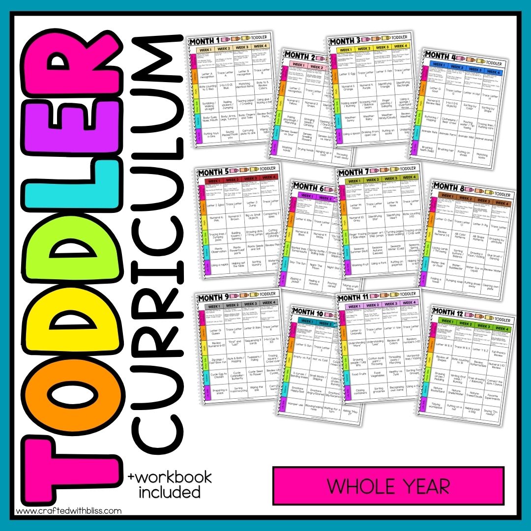 January Month 6 Toddler Curriculum Workbook Homeschool Tot School Daycare Tot Curriculum