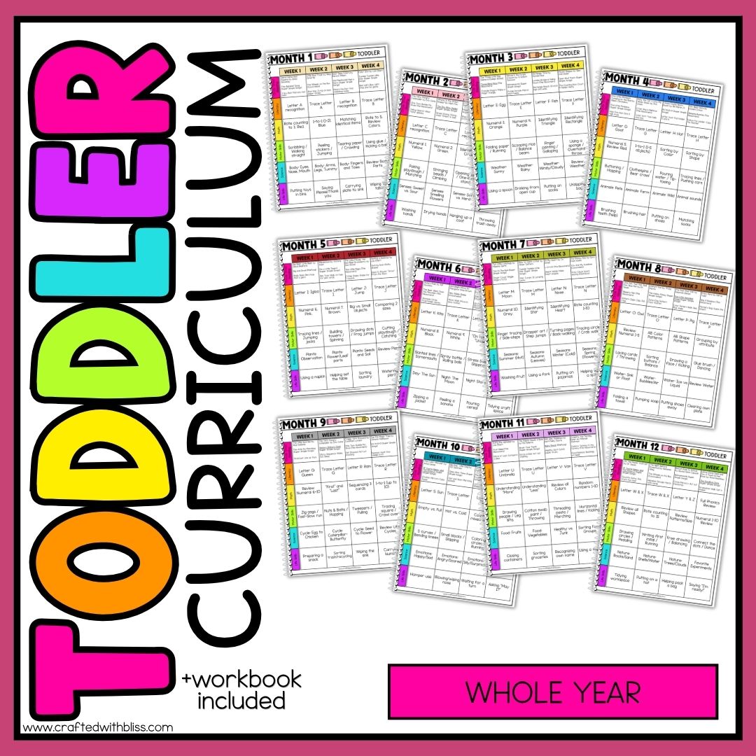 February Month 7 Toddler Curriculum Workbook Homeschool Tot School Daycare