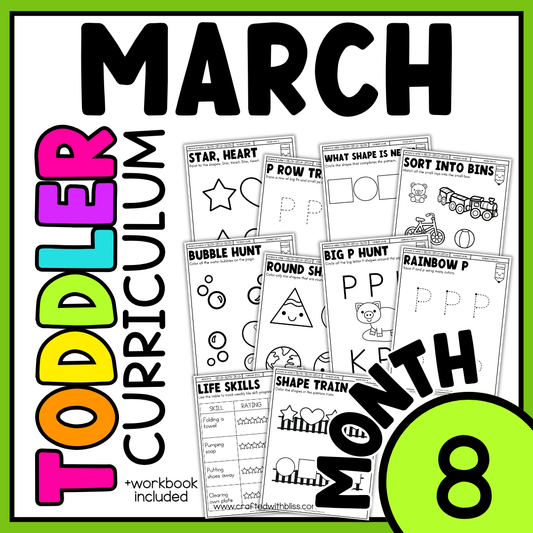 March Month 8 Toddler Curriculum Workbook Homeschool Tot School Daycare