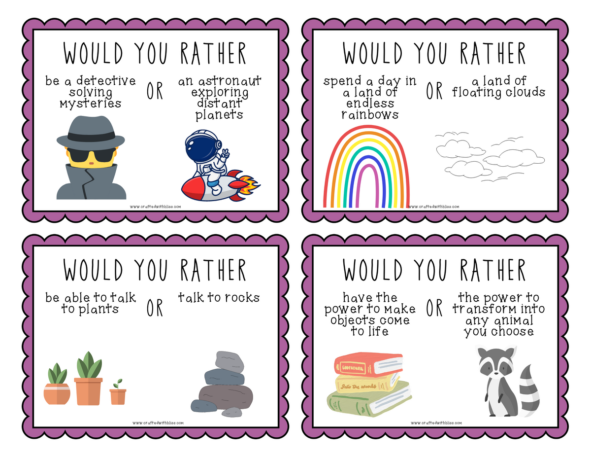 But Rather Examples 40 Would You Rather Task Cards (K-3rd Grade) | Ice Breaker | Morning W ...