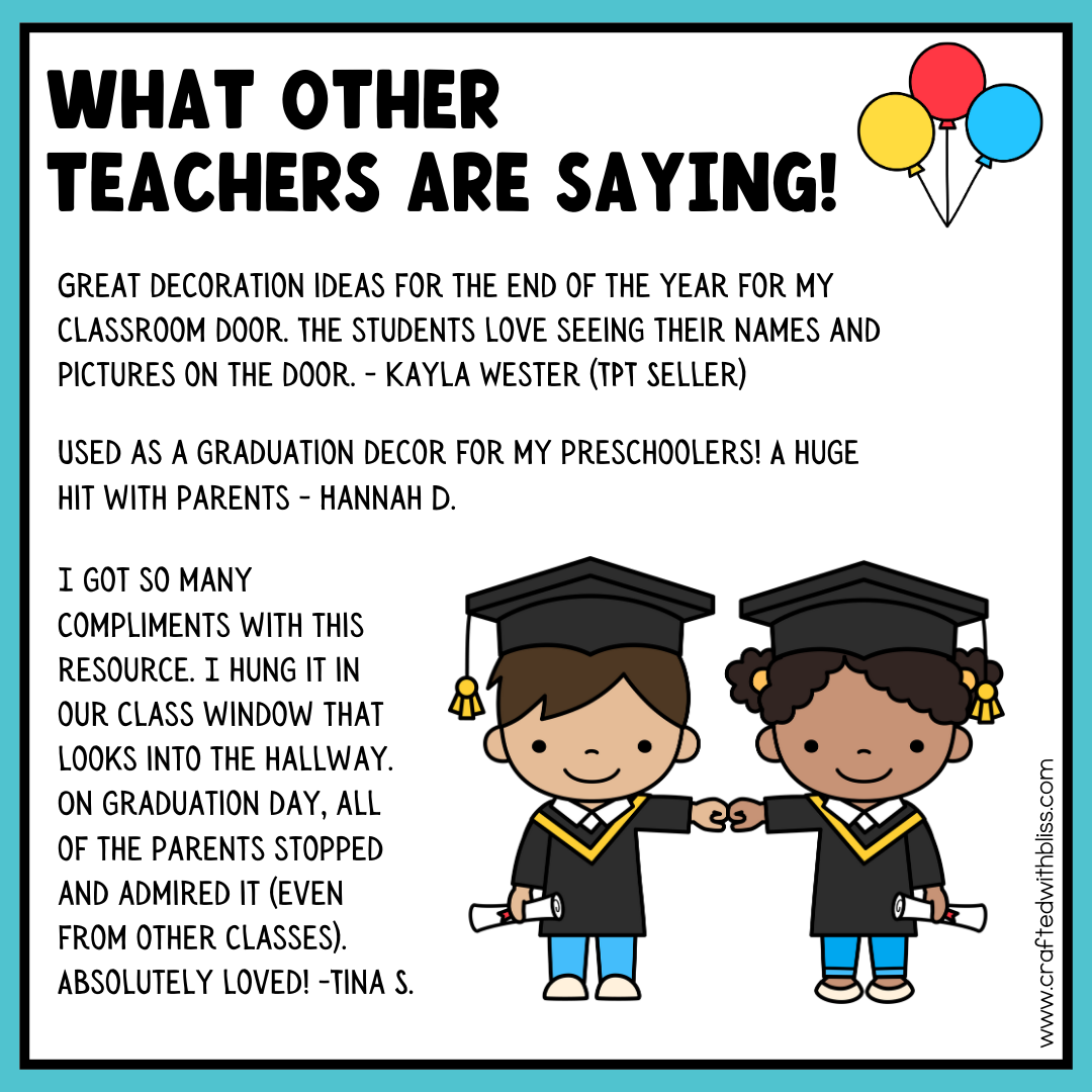 Editable Graduation Bulletin Decor [Pre-k, Preschool, Kinder] End of the Year