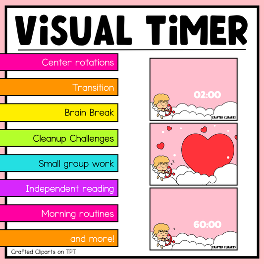 Valentine's Day Visual Timer Classroom Management Tool Transition Countdown