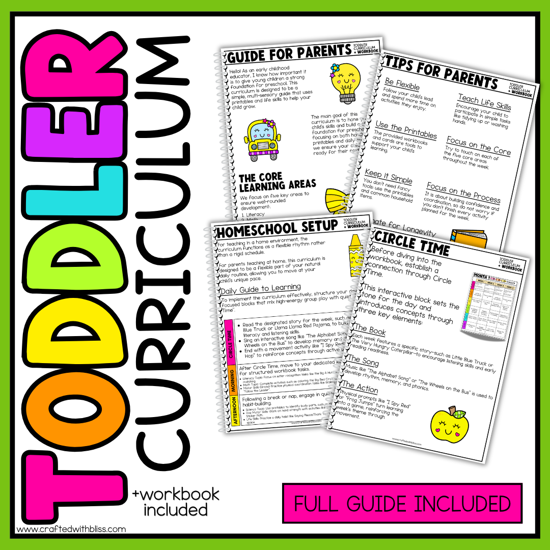 March Month 8 Toddler Curriculum Workbook Homeschool Tot School Daycare