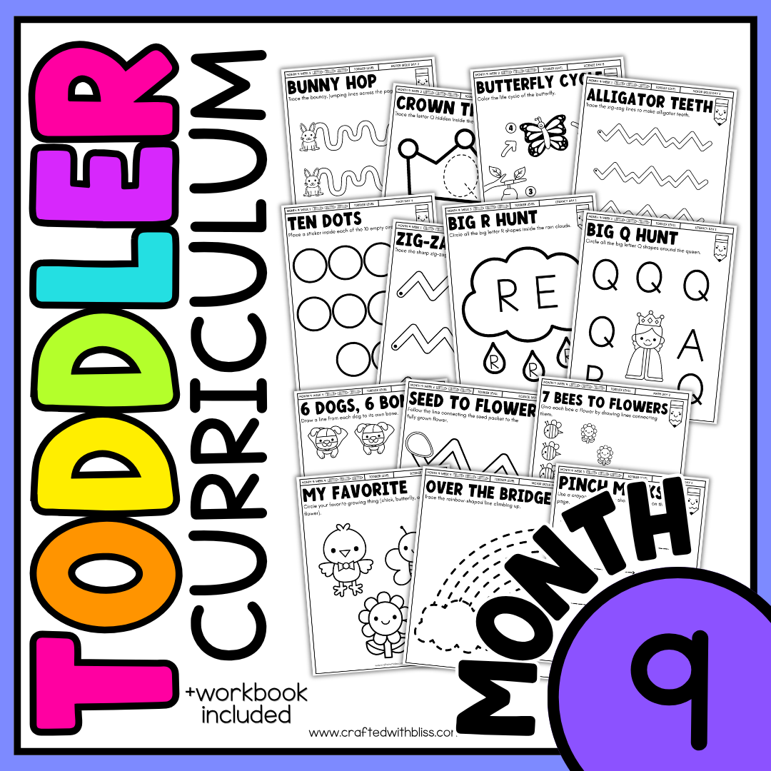 April Month 9 Toddler Curriculum Workbook Homeschool Tot School Daycare