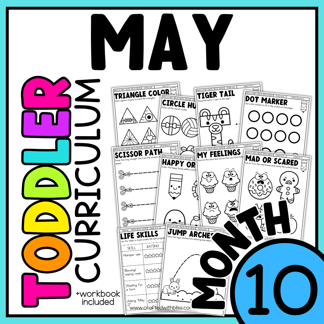May Month 10 Toddler Curriculum Workbook Homeschool Tot School Daycare