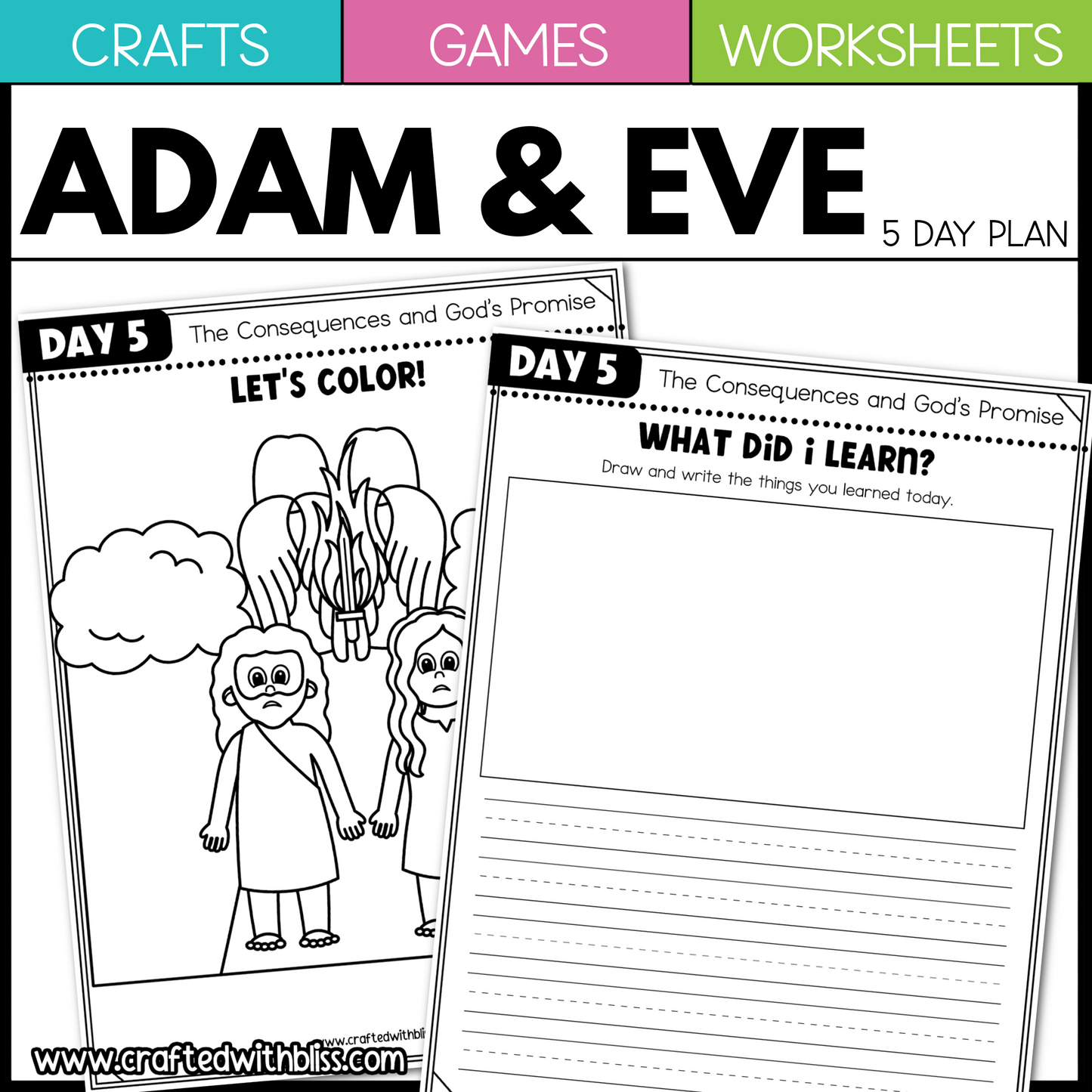 Adam And Eve Bible Story Worksheet Games Crafts