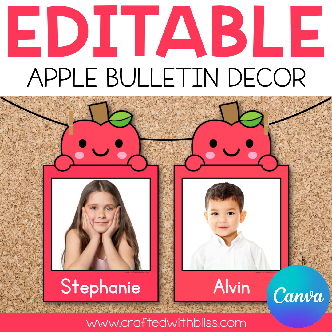 Editable Apple Photo Bulletin Decor | Canva Template