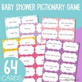 The Ultimate Baby Shower Pictionary Game - 64 Cards