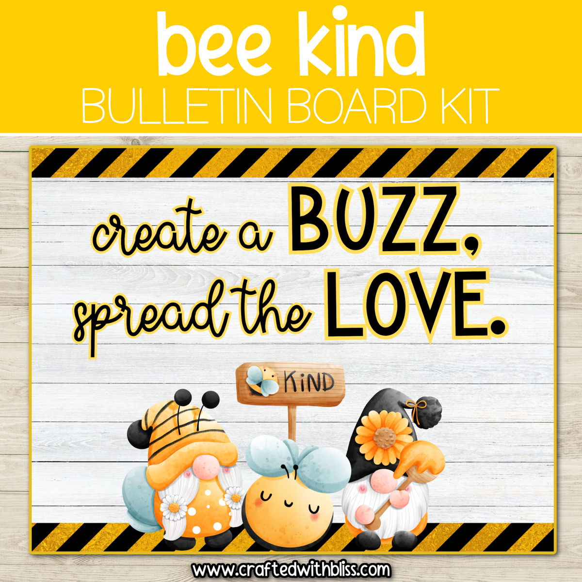 Bee Kind Gnome Bulletin Board Kit Door Classroom Decor Spring April Ki ...