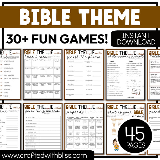 Bible Theme Party Game Printable Bundle Christian Sunday School