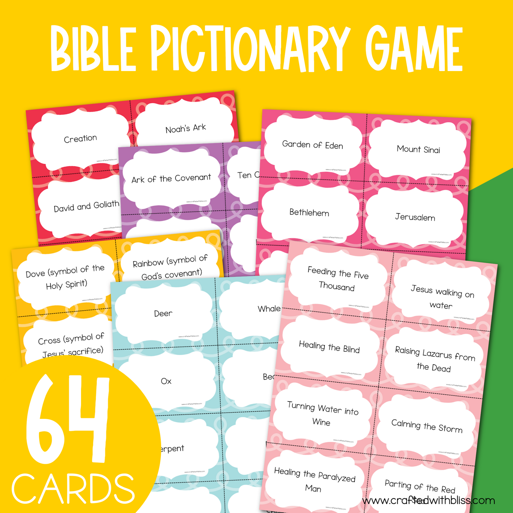 The Ultimate Bible Pictionary Game For Kids - 64 Cards – CraftedwithBliss