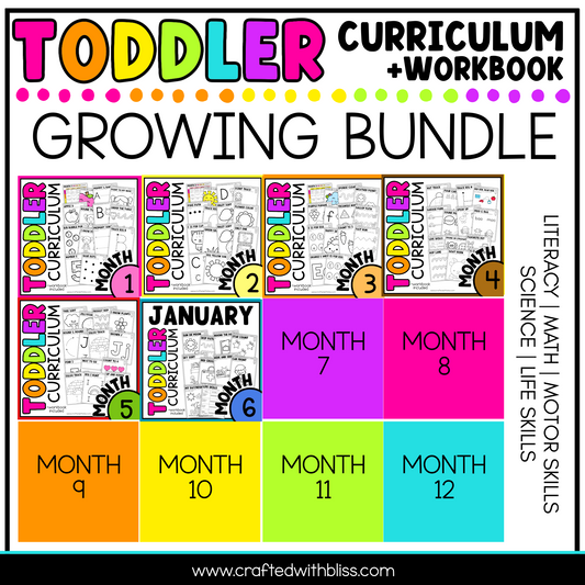 Toddler Curriculum Workbook GROWING BUNDLE Homeschool Tot School Daycare