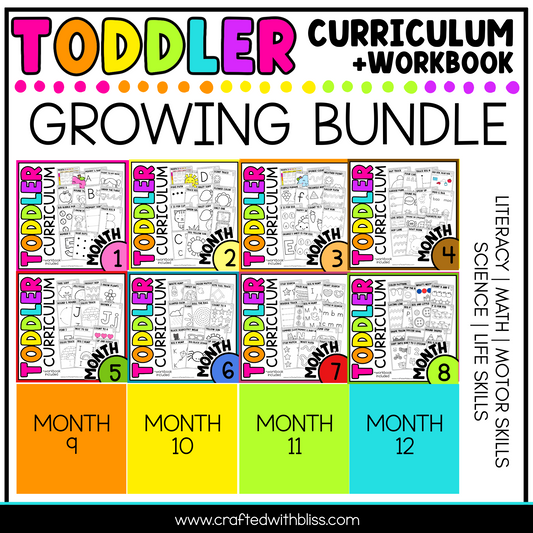 Toddler Curriculum Workbook GROWING BUNDLE Homeschool Tot School Daycare