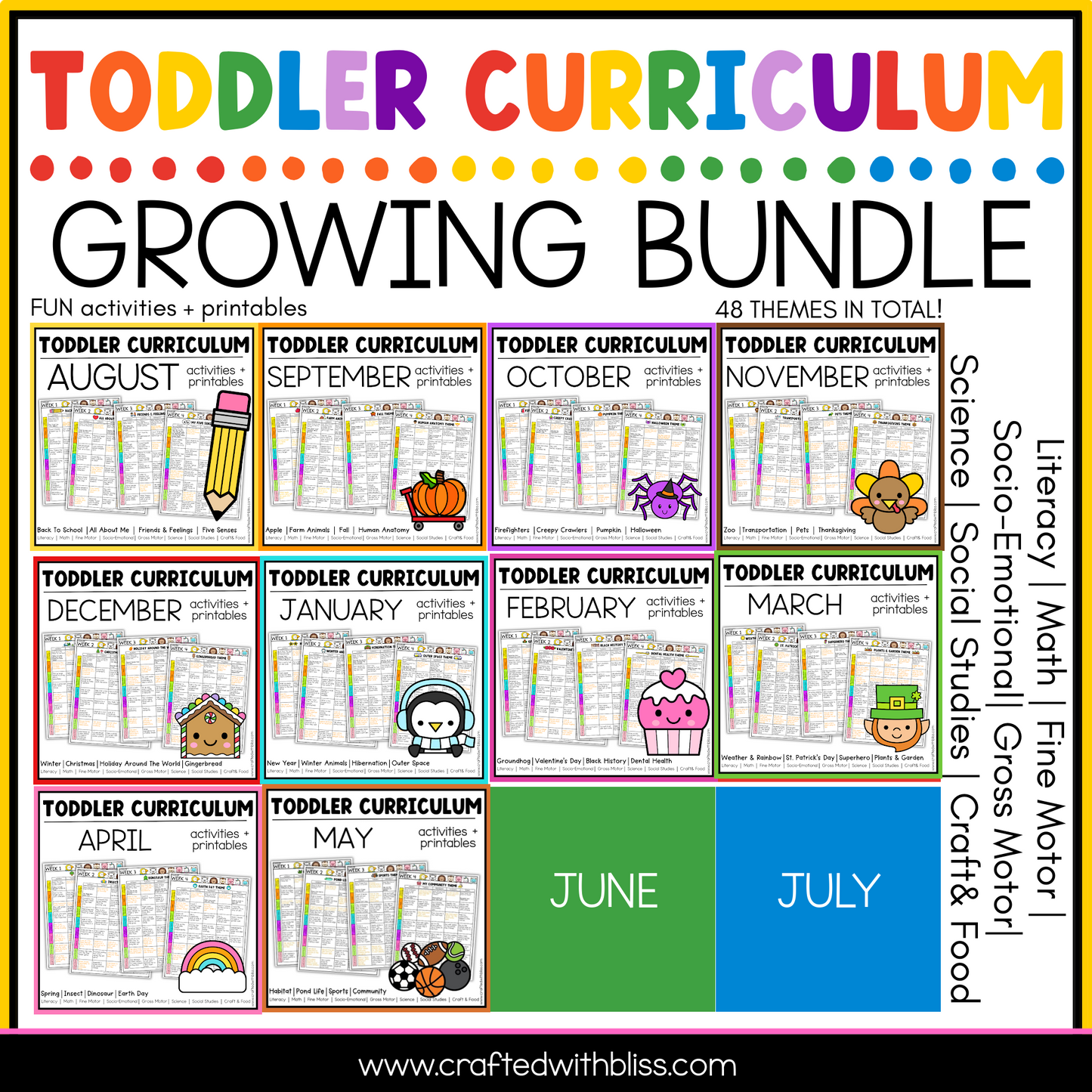 Toddler Curriculum Growing Bundle Tot School Homeschool Daycare 2-3 yo 48 Themes