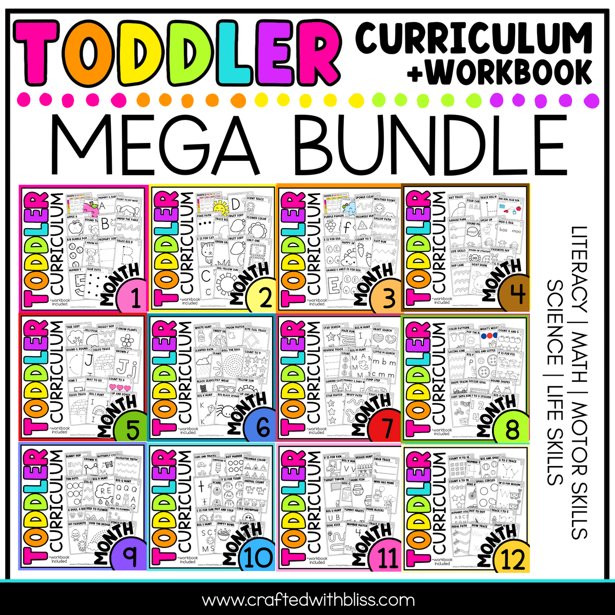 Toddler Curriculum Workbook MEGA BUNDLE Homeschool Tot School Daycare