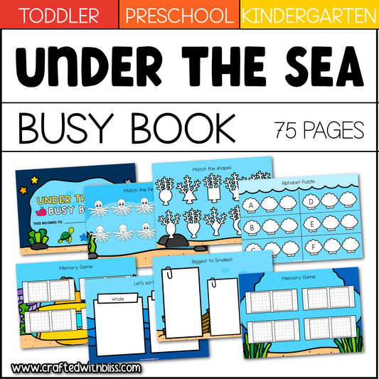 Under the Sea Busy Book Binder Quiet Book Toddler Preschool Kindergarten Centers