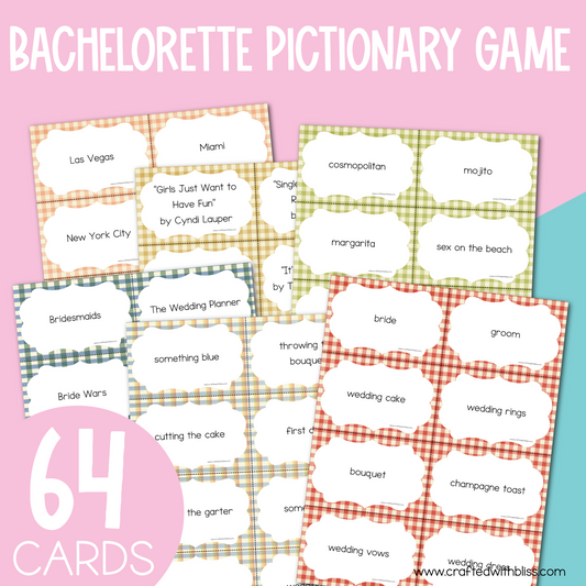 The Ultimate Bachelorette Pictionary Game - 64 Cards