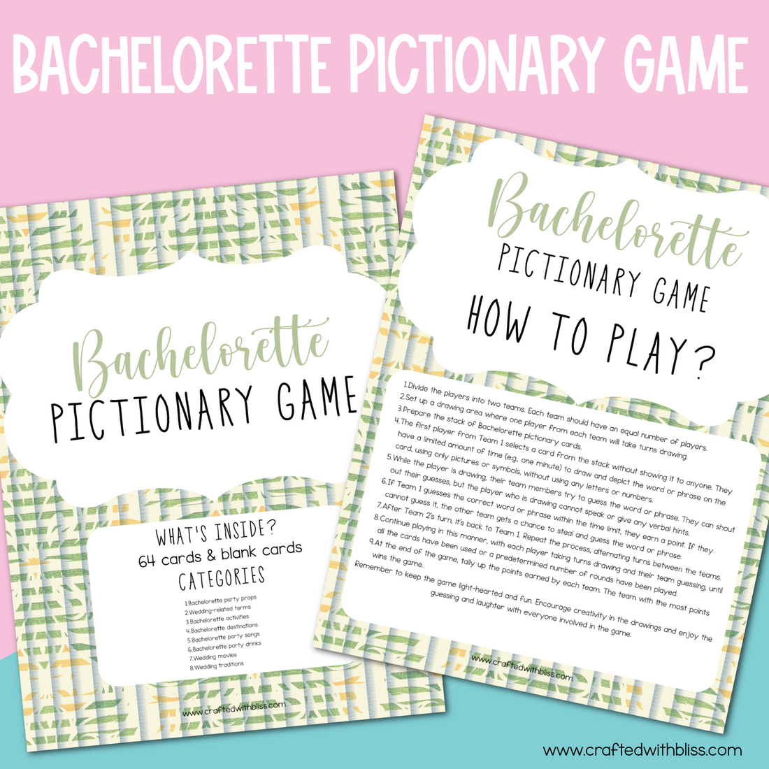 The Ultimate Bachelorette Pictionary Game - 64 Cards – CraftedwithBliss