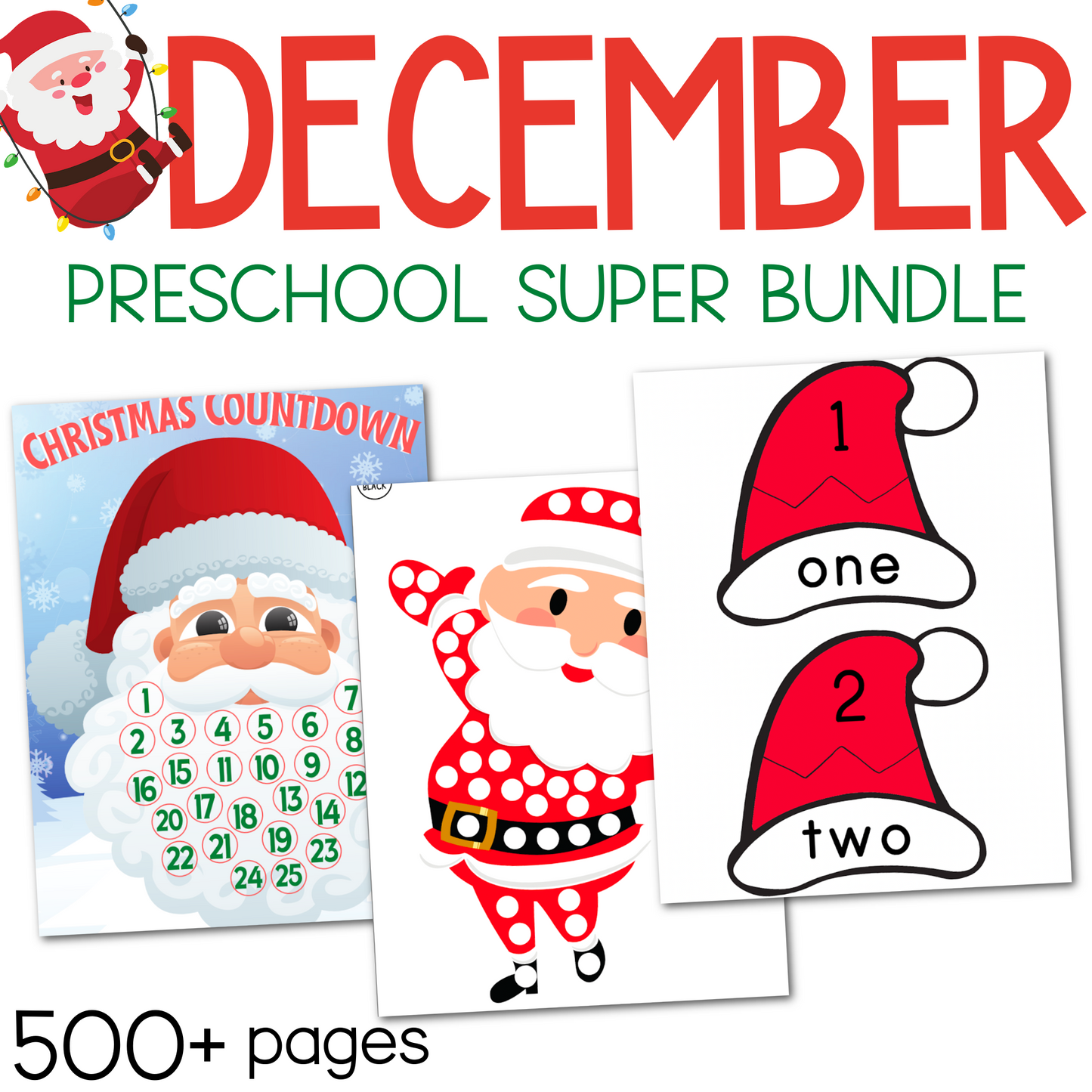 December Preschool Super Bundle, Christmas Kindergarten Activities, Daycare Craft Worksheet, Printable Winter Activities Kids, Homeschool
