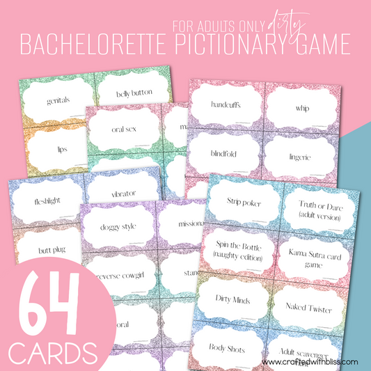 The Ultimate Dirty Bachelorette Pictionary Game - For Adults Only - 64 Cards