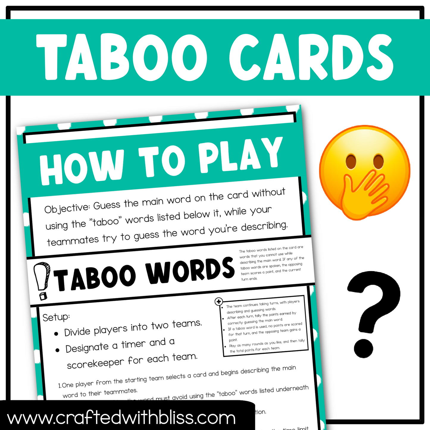 Earth Day Taboo Party Game 150 Card Fun Friday Ice Breaker Brain Break Classroom