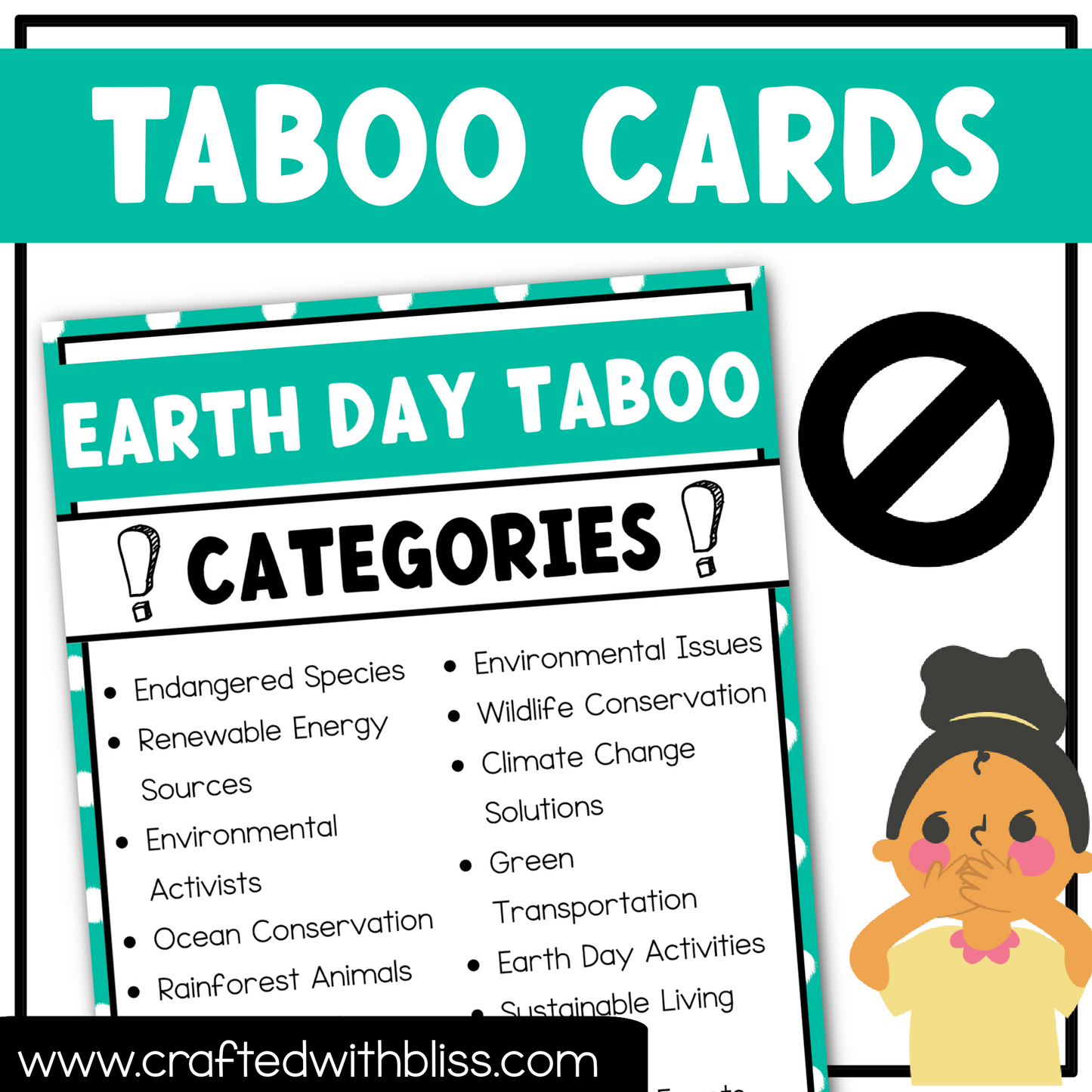 Earth Day Taboo Party Game 150 Card Fun Friday Ice Breaker Brain Break Classroom