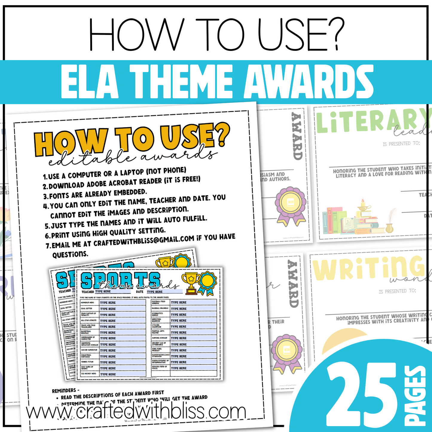 Editable ELA End of the Year Awards