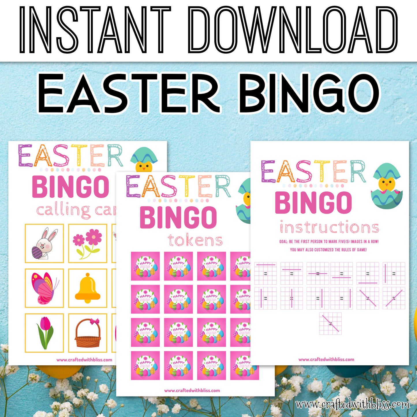 Easter Bingo For Kids - 10 Cards