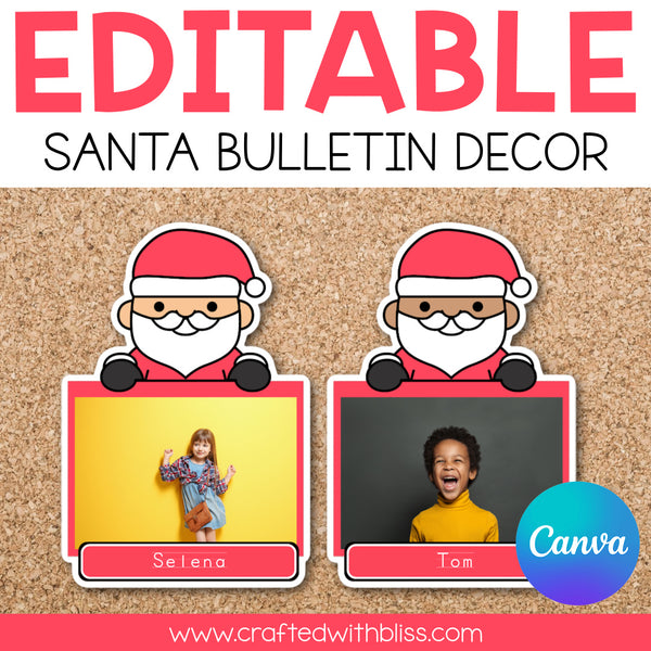 Editable Santa Claus Christmas Bulletin Decor | Canva Template Ornamen ...