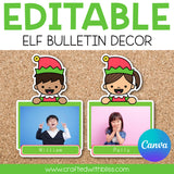 Editable Elves Christmas Bulletin Decor | Canva Template Elf Ornament