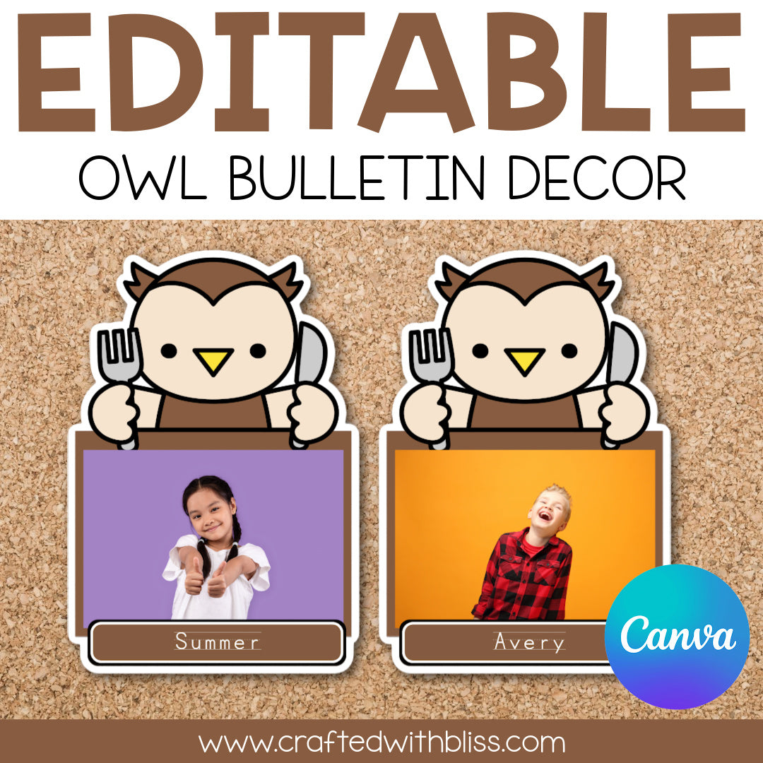 Editable Owl Thanksgiving Bulletin Decor | Canva Template