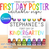 Editable First Day of School Poster Rainbow Theme | Canva Template | Rainbow