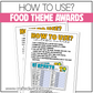 Editable End of the Year Awards Classroom Certificate Food Theme