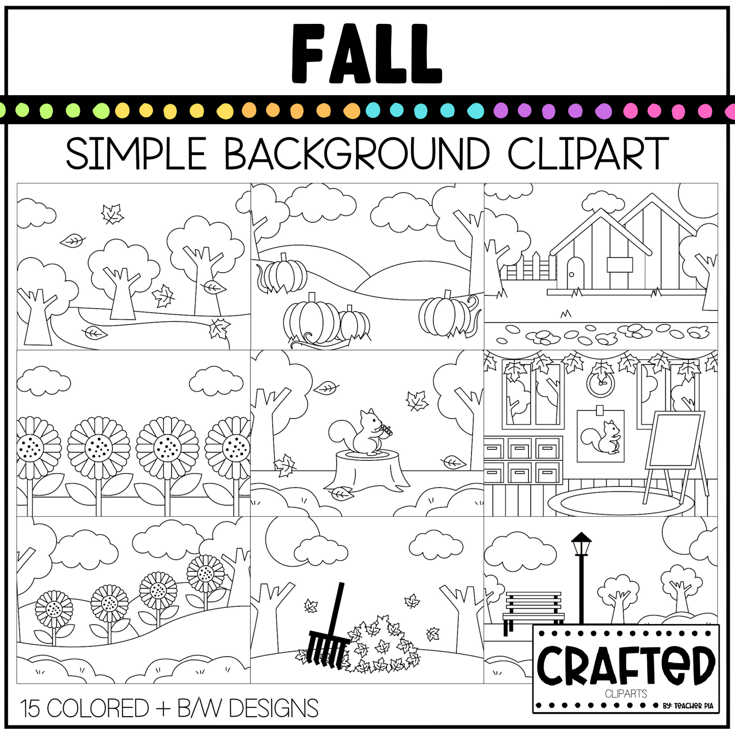 Simple Fall Background Scene September Clipart Commercial Use