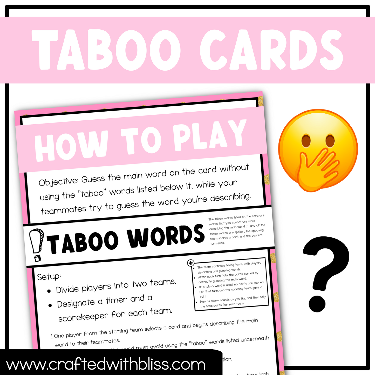 Galentine's Day Taboo Party Game 150 Card Fun Friday Ice Breaker Brain Break