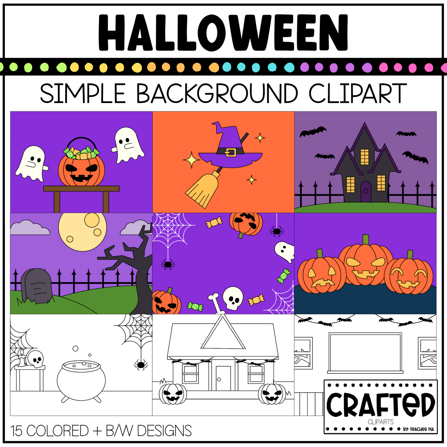 Simple Halloween Background Scene October Clipart Commercial Use