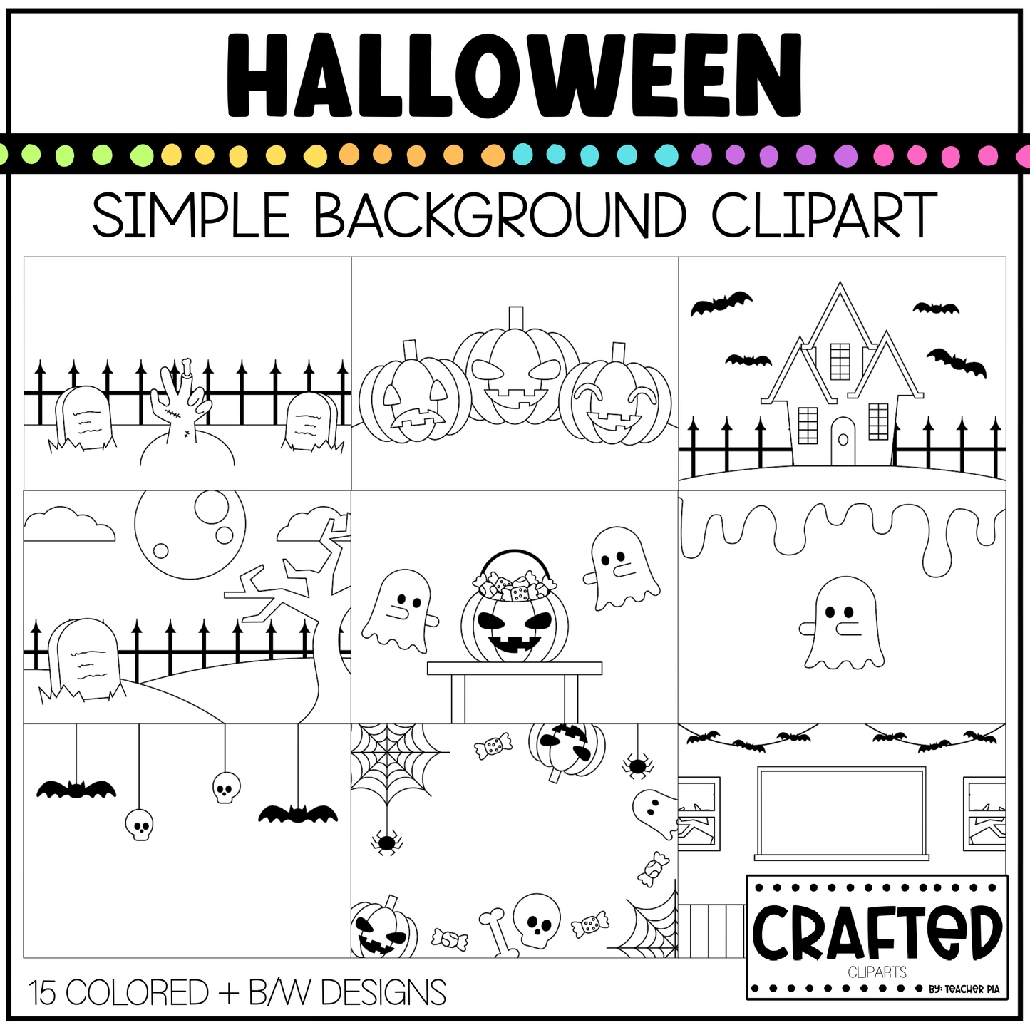 Simple Halloween Background Scene October Clipart Commercial Use