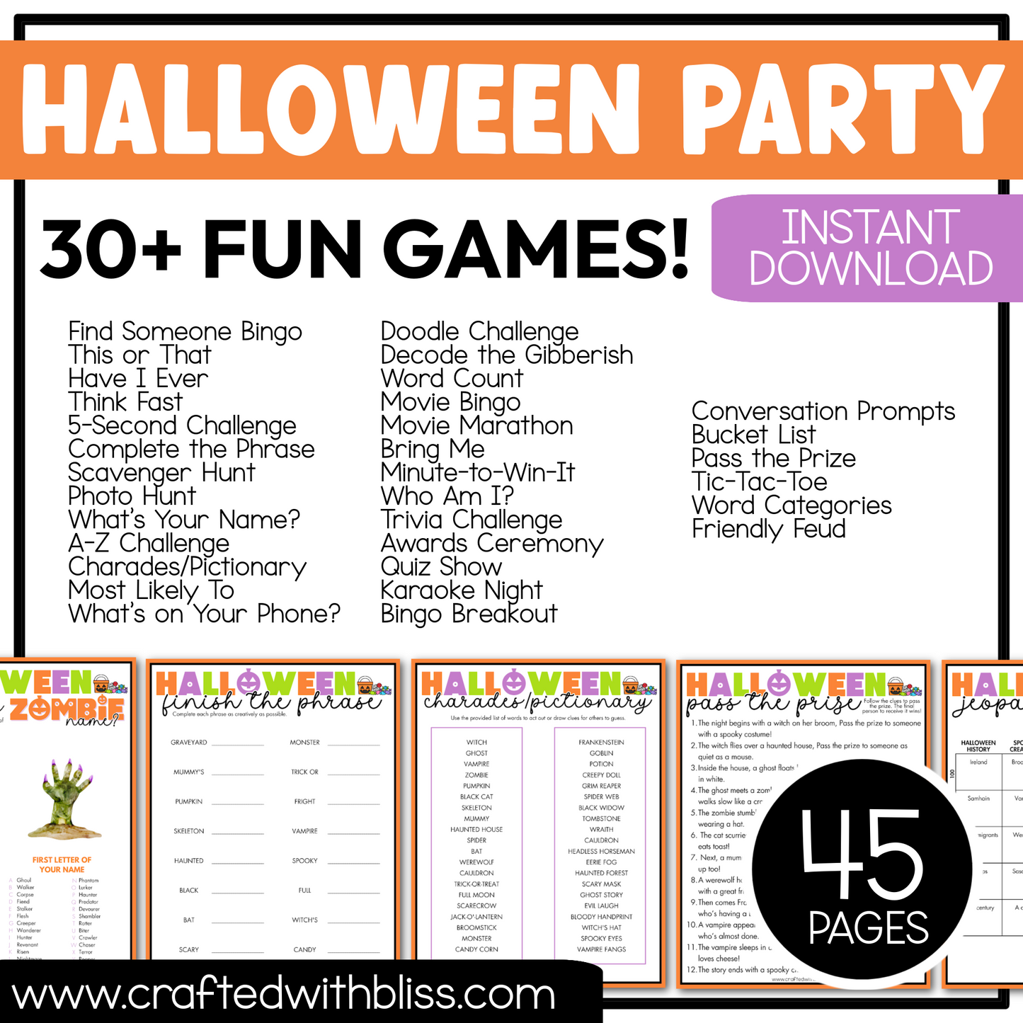 Halloween Party Game Printable Bundle