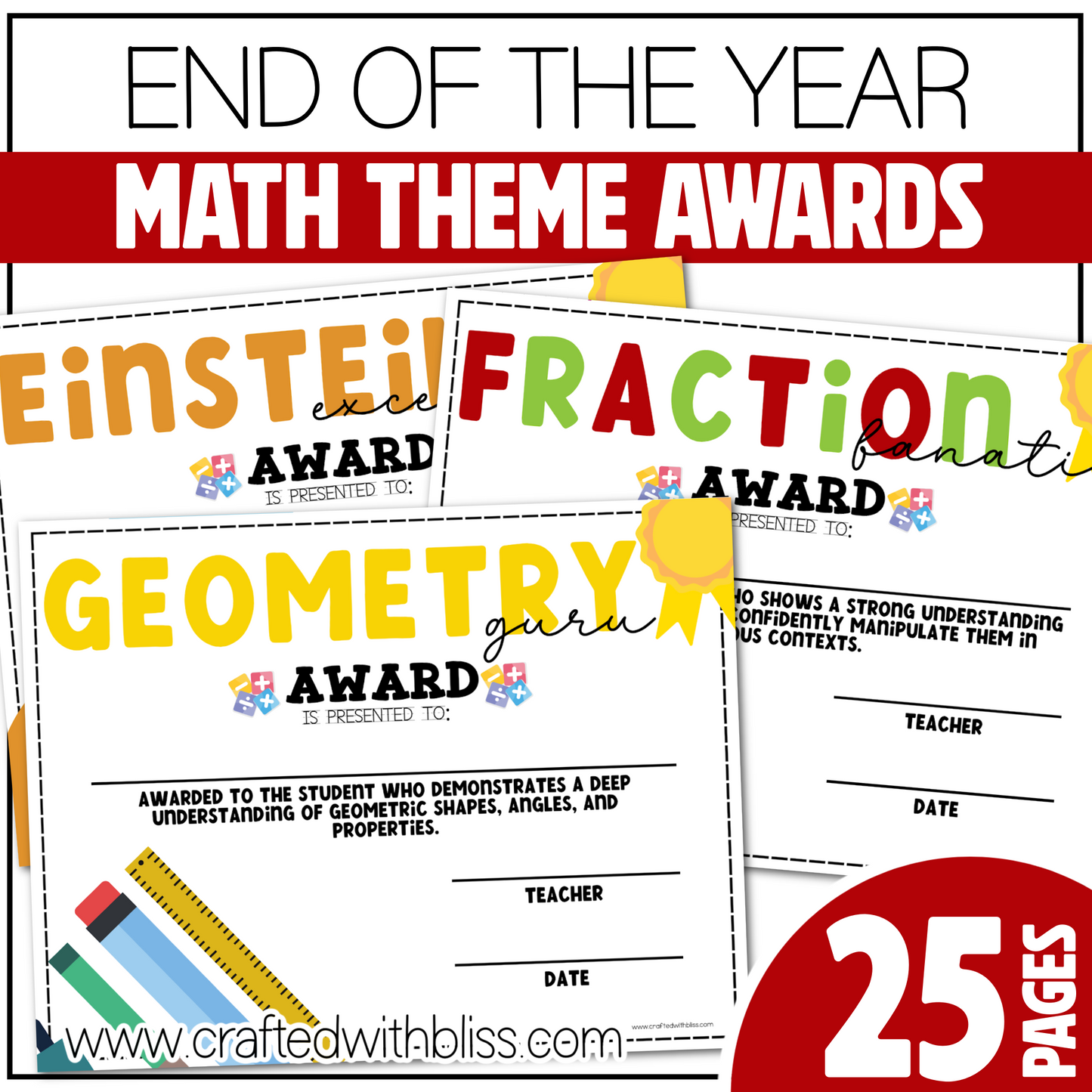 Editable Math End of the Year Awards