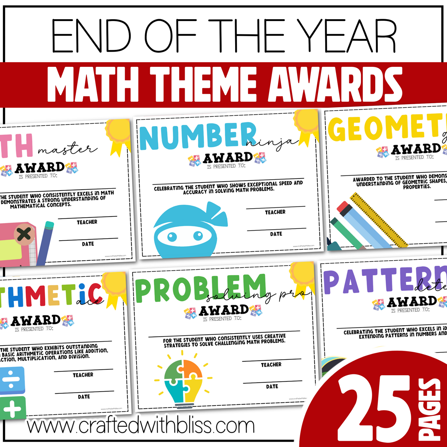 Editable Math End of the Year Awards