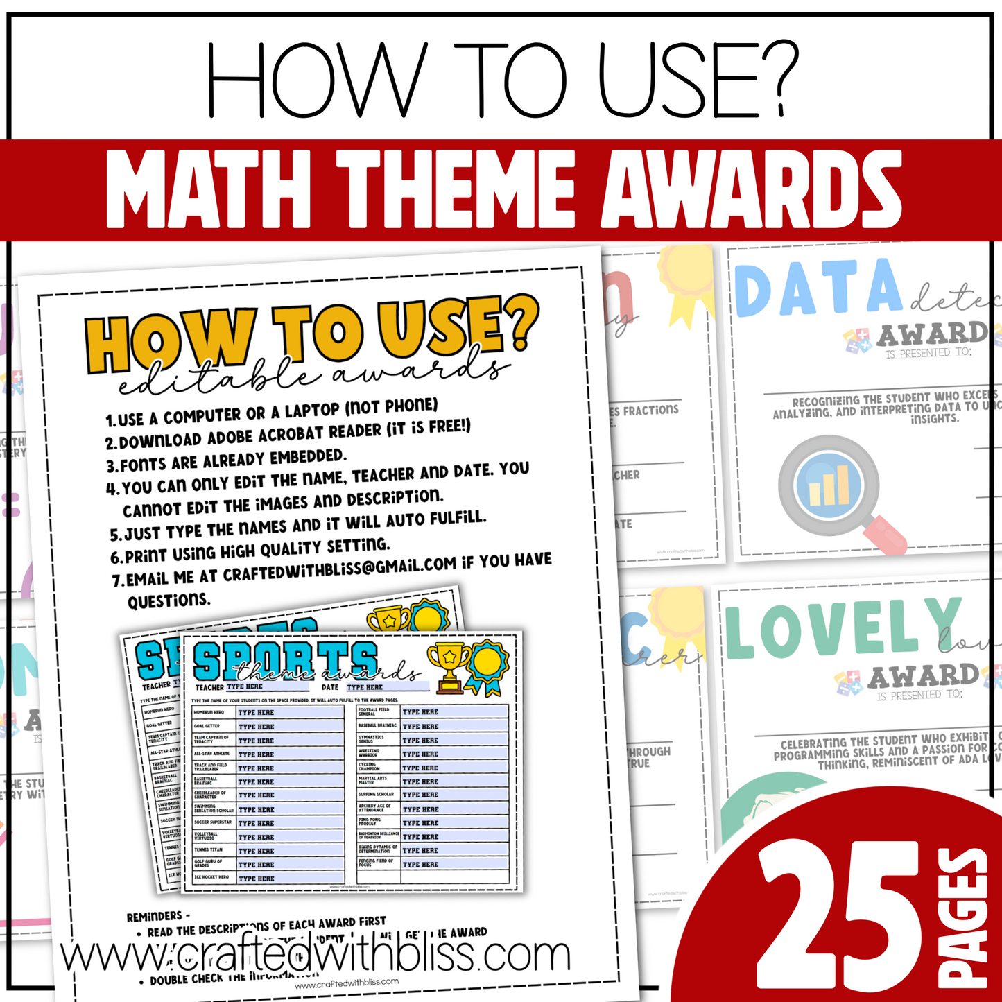 Editable Math End of the Year Awards