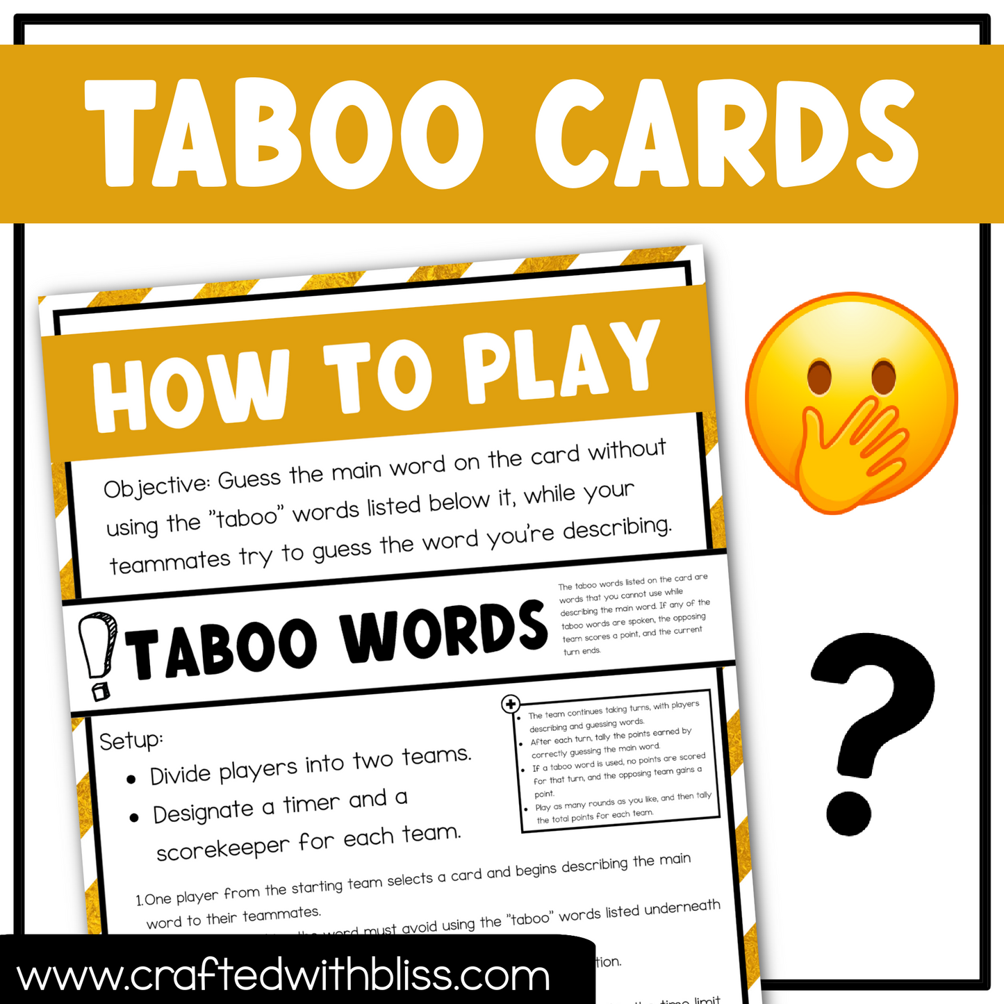 Office Party Taboo Game 150 Cards Work Party Game Night Forbidden Words