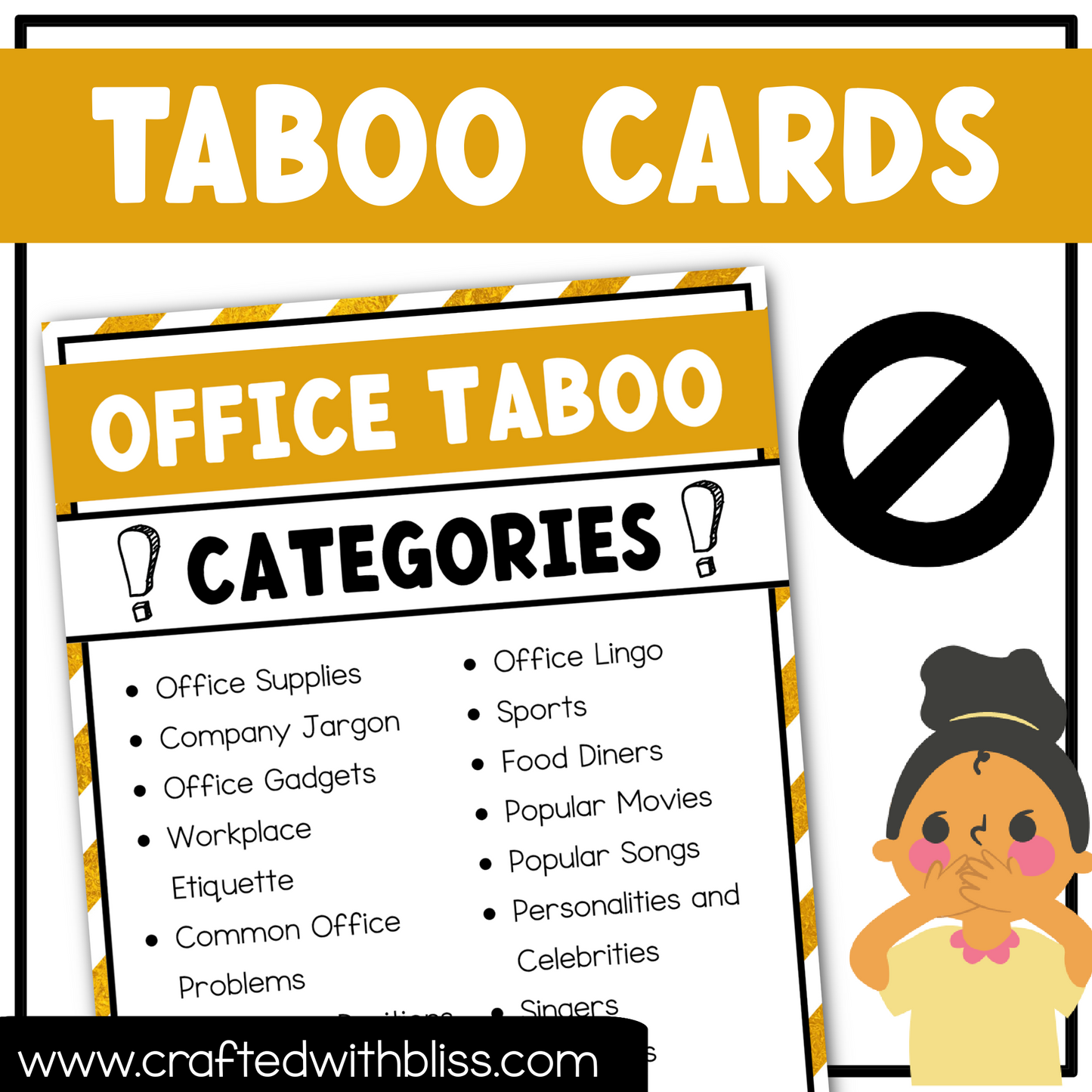 Office Party Taboo Game 150 Cards Work Party Game Night Forbidden Words