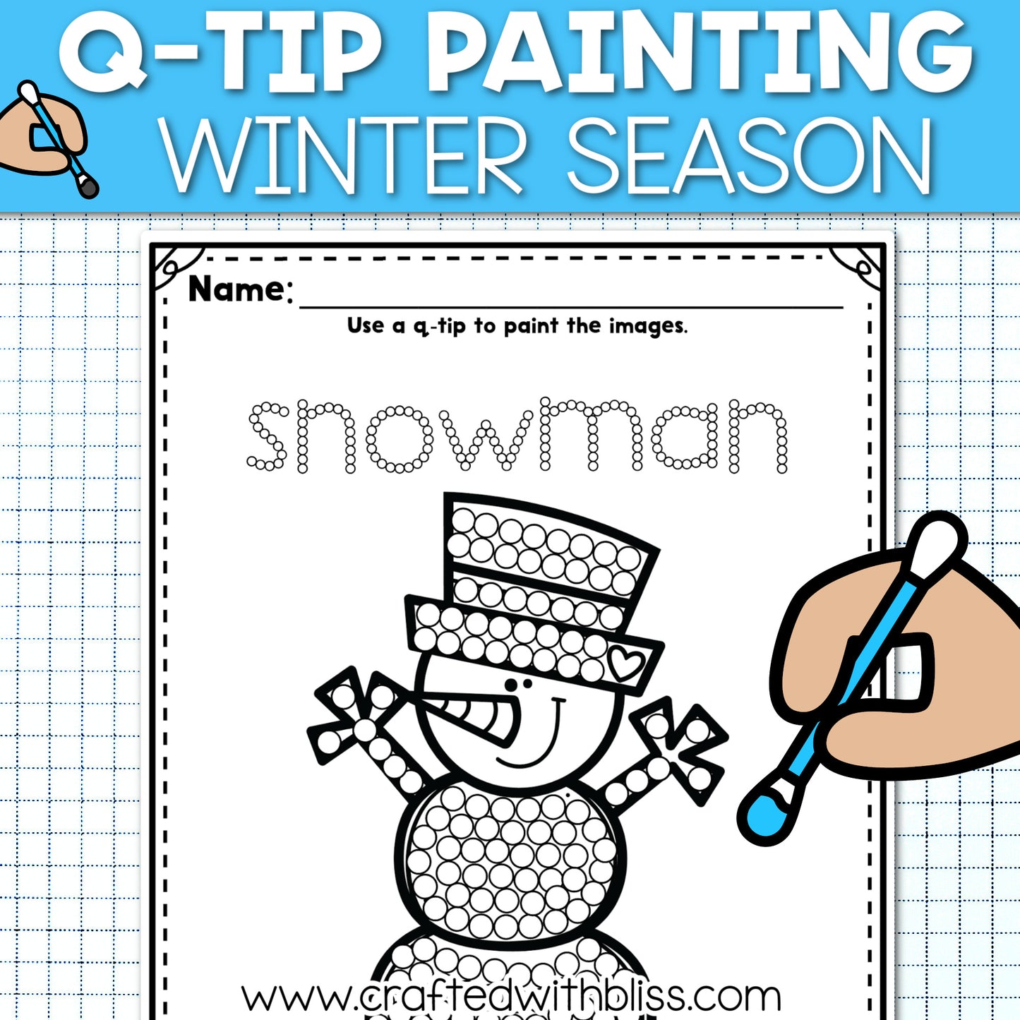 Q-Tip Painting - Winter Season Fine Motor Activity | Winter Craft